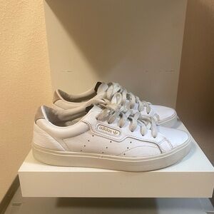 Adidas White and Gold Casual Sneakers